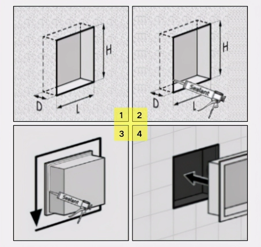 Shower Niche Wall Mounted Recessed Stainless Steel Metal Shelves Bathroom Accessories