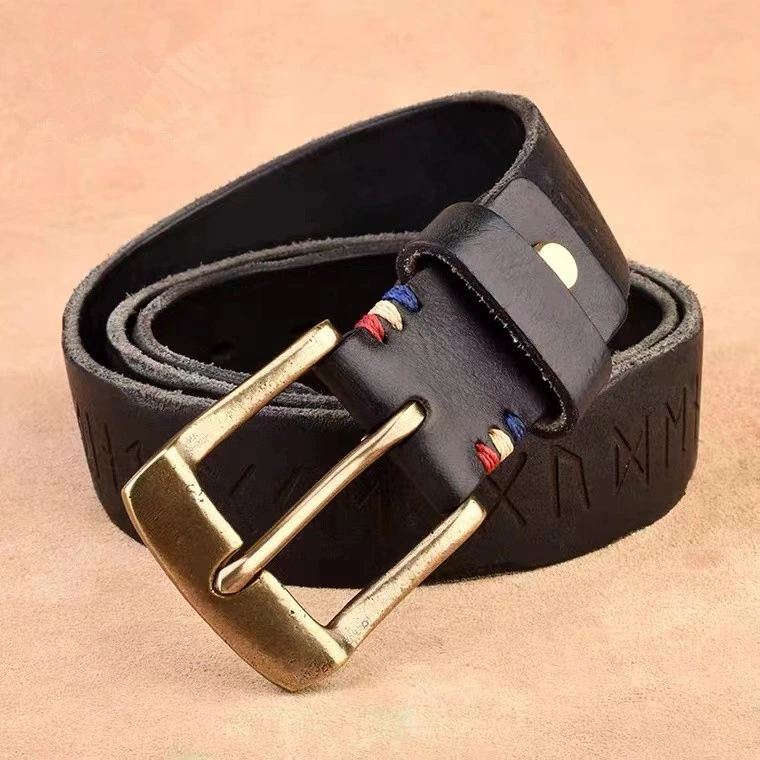 Manufacturer Factory OEM Men Fashion High Quality Italy Real Tanned Genuine Leather Pin Buckle Customized Retro Casual Style Stronger Durable Men Belt (E2023)