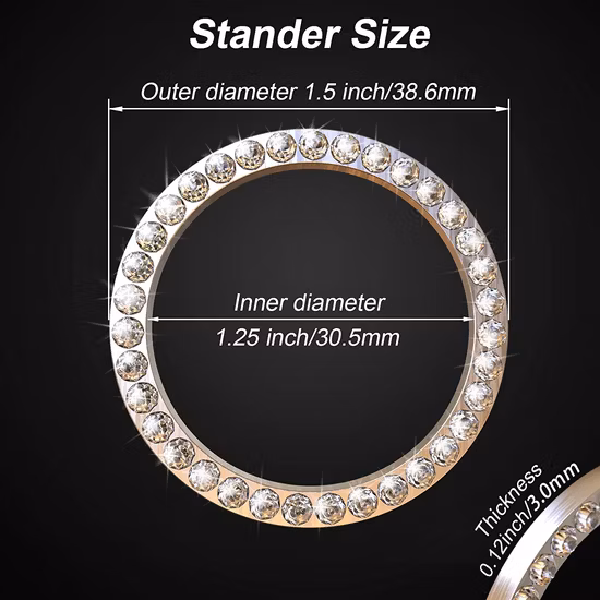 Auto-Innendekoration-Emblem-Aufkleber, glitzerndes Auto-Kristall-Strass-Ring-Zubehör für Frauen, Autoteile, Startmotor-Zündknopf