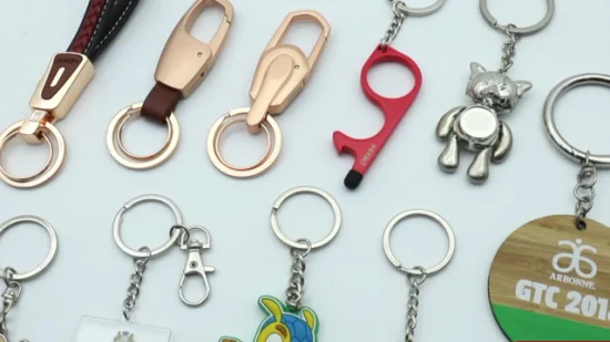 Benutzerdefinierter Logo-Modeanhänger mit herzförmigem Kristall-Schlüsselanhänger aus Leder und Metall